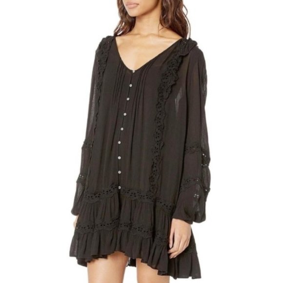 Free People Dresses & Skirts - Free People Black Snow Angel Mini Dress
